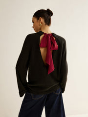 Oversized Open Back Tie Sweater Black / XS Sweaters