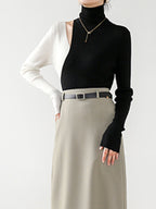 Color Block Cutout Knit Top Knit Tops