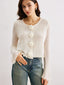 Wool Blend Lettuce Trim 3D Flower Cardigan Beige / XS Cardigans