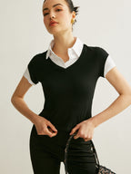 Polo Neck Color Block T Shirt T Shirts