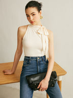 Tie Neck Halter Top Tank Tops & Camis