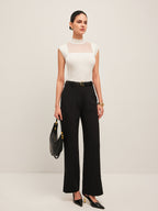 Mesh Panel Mock Neck Top Sweater Vests
