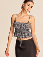 Smocked Peplum Gingham Cami Top Tank Tops & Camis