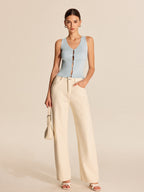 Ribbed Button Front Vest Vests