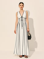 Contrast Trim Dress With Pockets Dresses