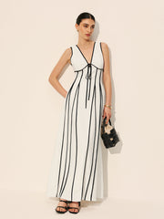 Contrast Trim Dress With Pockets Dresses