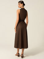 Belted Button Front Midi Dress Dresses