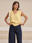 V Neck Wool Blend Knitted Vest Yellow / XS Sweater Vests