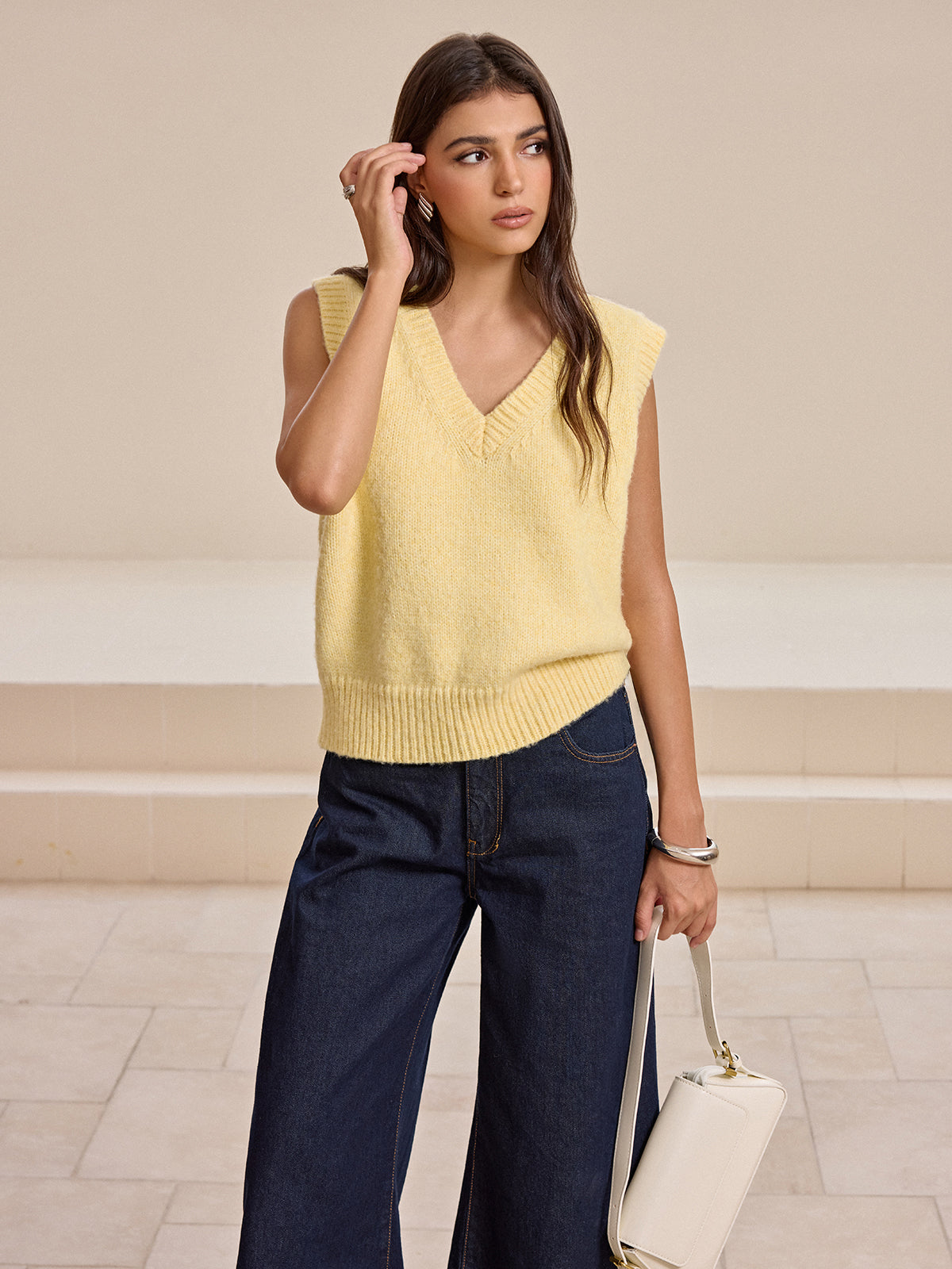 V-Neck Wool-Blend Knitted Vest Secondary image