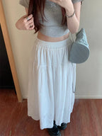 White Hollow out Embroidered Vintage Swing Long Skirt WHITE / One Size