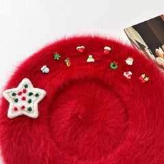 Cute Christmas French Holiday Beret Women Girls Hat Hat-L