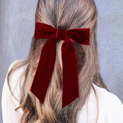 Velvet Temperament Ponytail Black Red Ribbon Fashion Christmas Hair Accessory