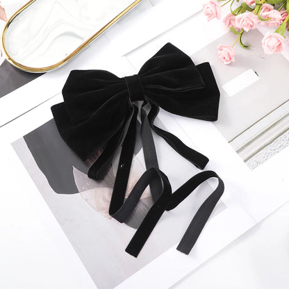 Velvet Temperament Ponytail Black Red Ribbon Fashion Christmas Hair Accessory