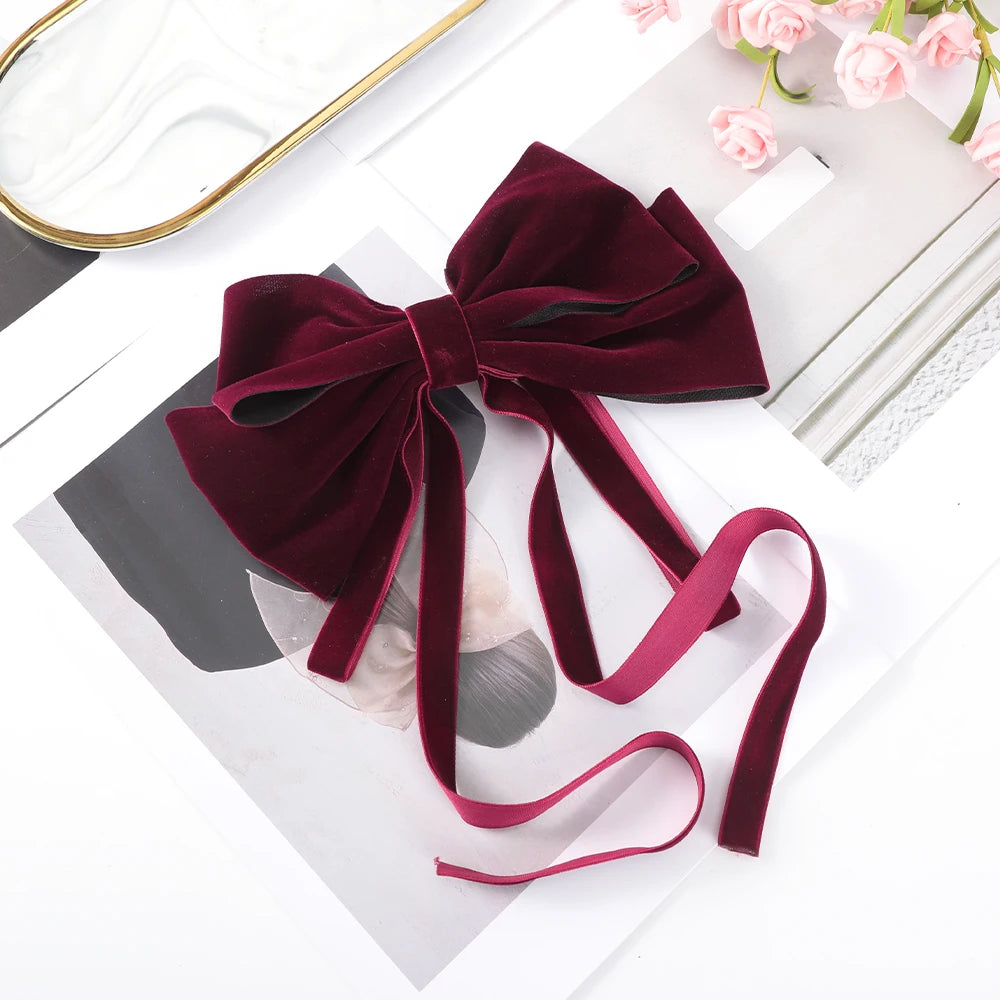 Velvet Temperament Ponytail Black Red Ribbon Fashion Christmas Hair Accessory