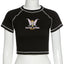 Sexy V neck Polo Neck Short Sleeve Tee Black / S
