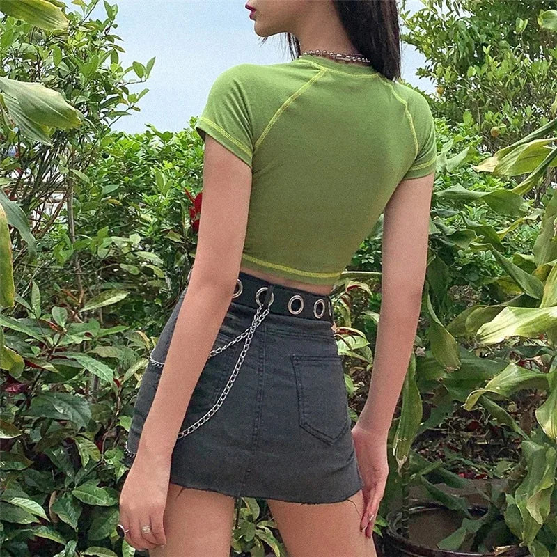 Sexy V neck Polo Neck Short Sleeve Tee