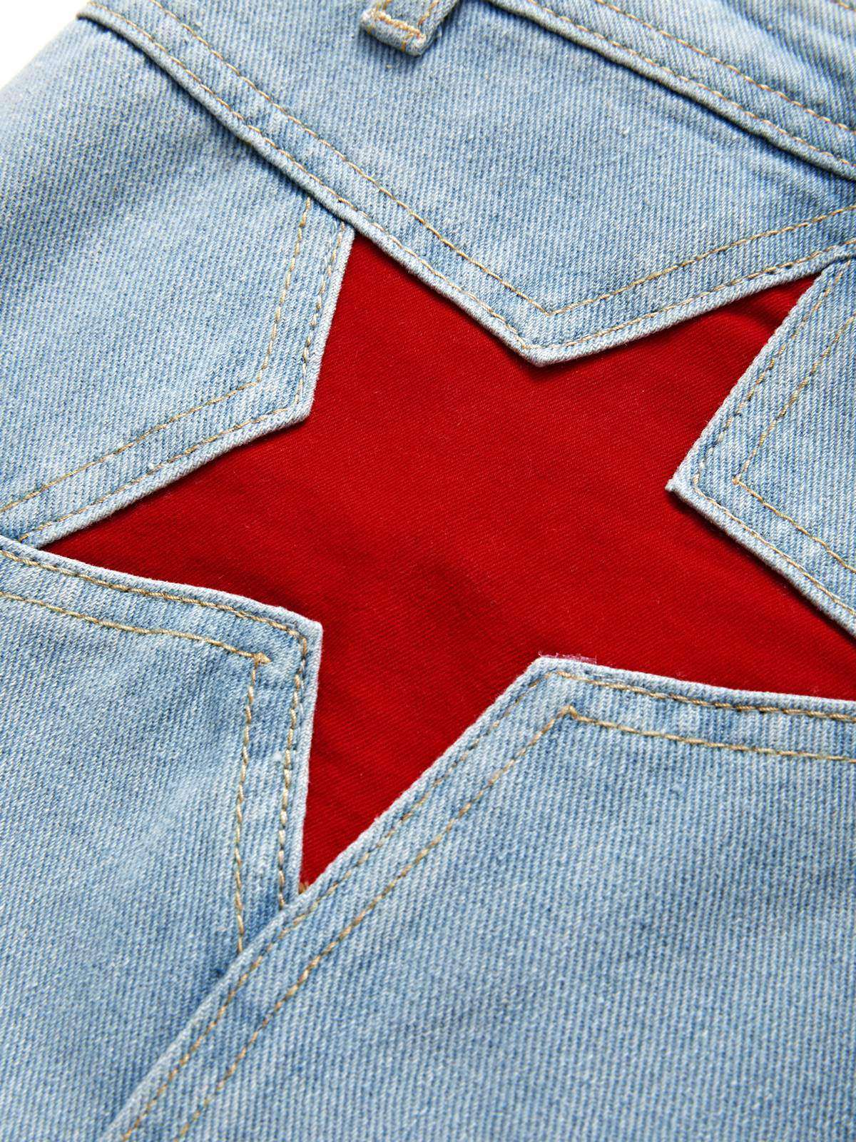 Back Star Patchwork Flare Jeans Flare Jeans