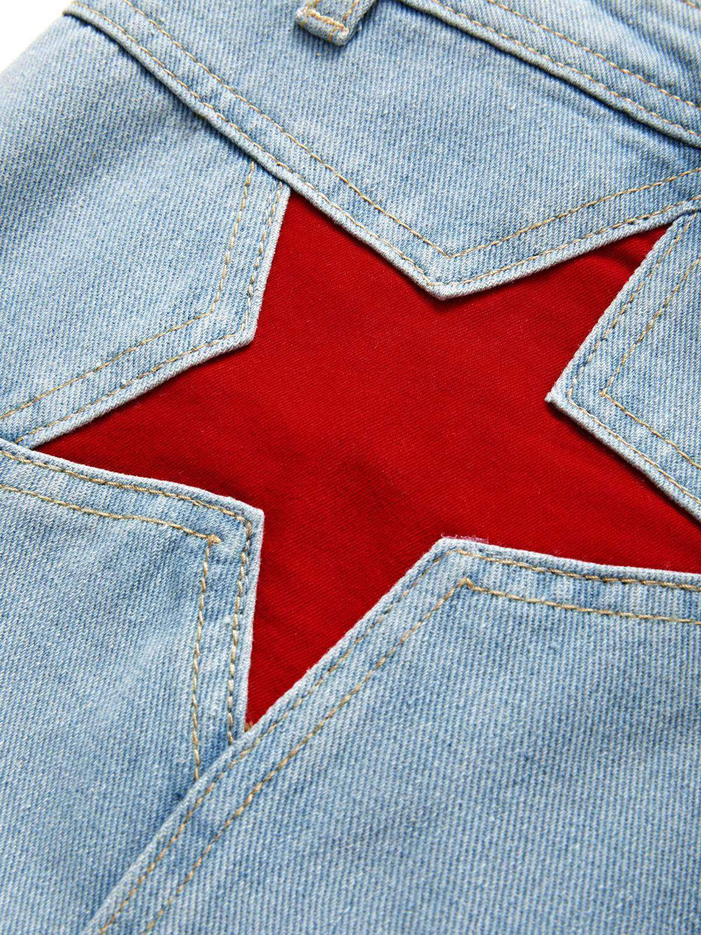 Back Star Patchwork Flare Jeans Flare Jeans