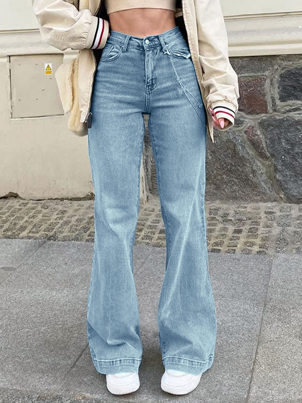 Mid Waist Washed Boyfriend Jeans Blue / S Boyfriend Jeans