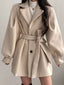 Puff Sleeve Belted Woolen Coat Apricot / S Coat
