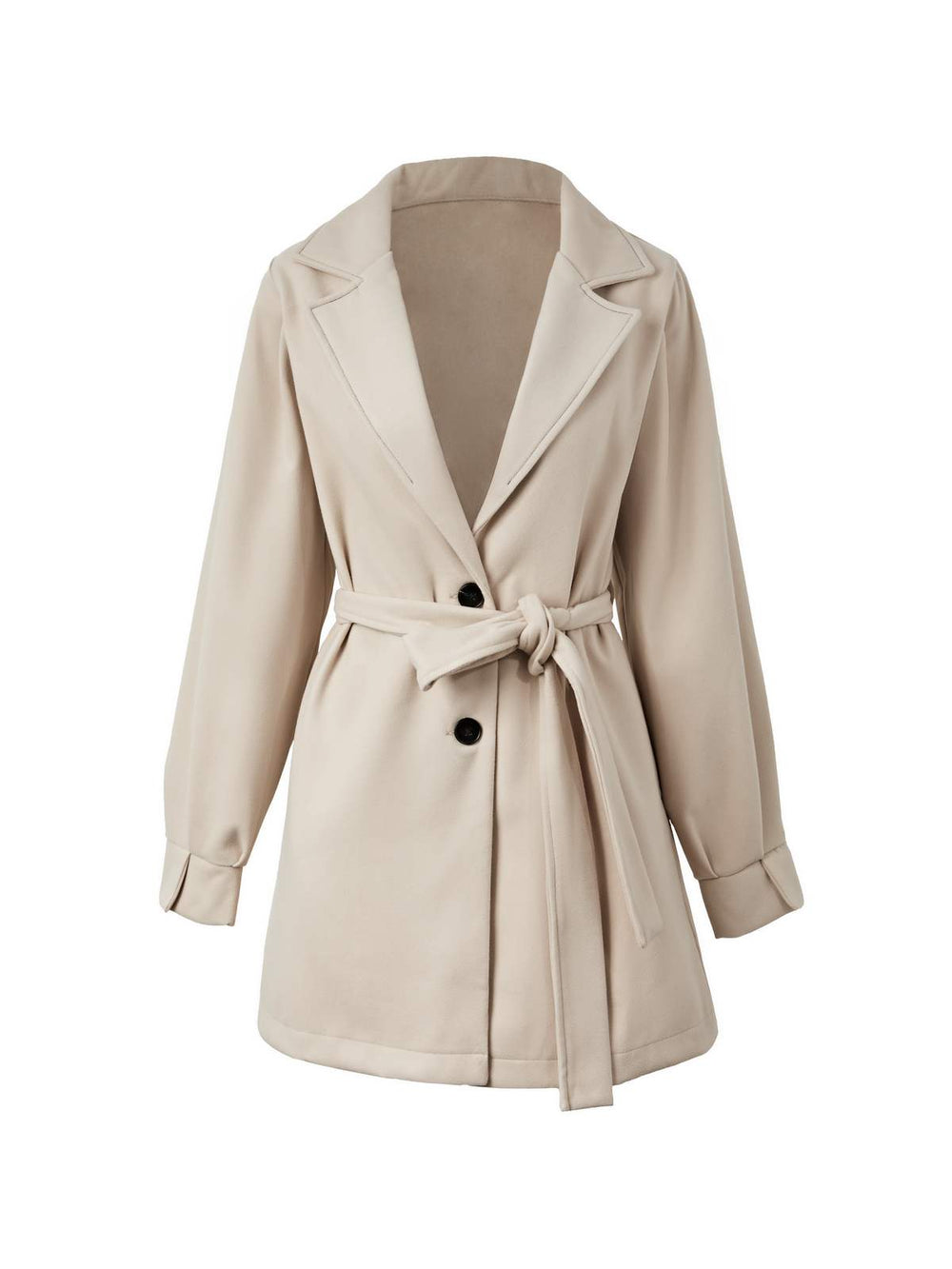 Puff Sleeve Belted Woolen Coat Coat