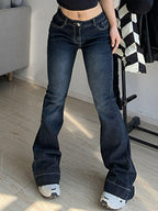 Washed Low Waist Flare Jeans Flare Jeans