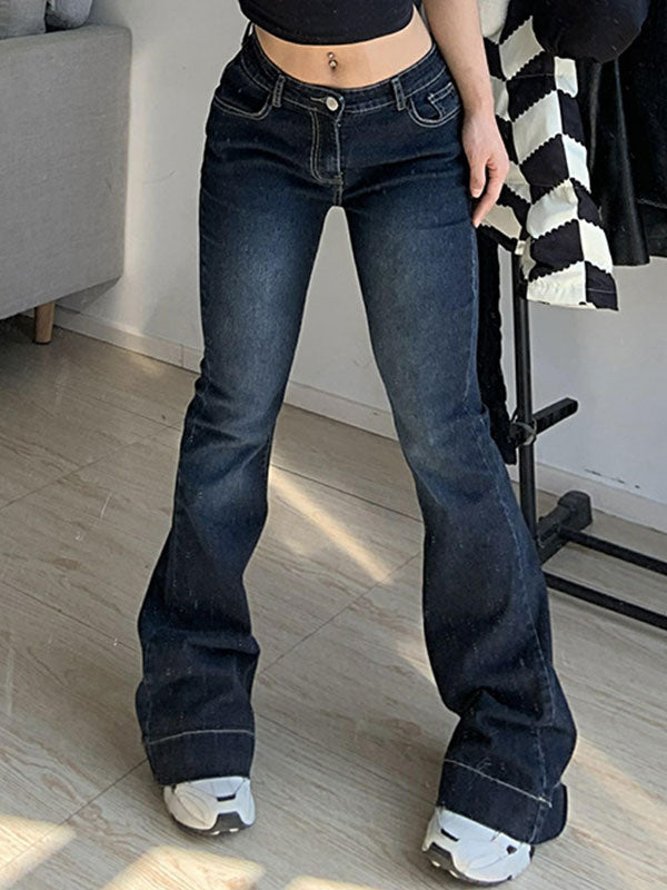 Washed Low Waist Flare Jeans Flare Jeans