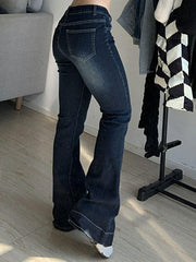 Washed Low Waist Flare Jeans Flare Jeans