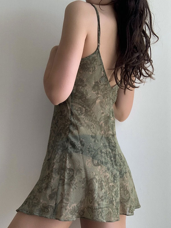 Backless Printed Slip Mini Dress Mini Dresses
