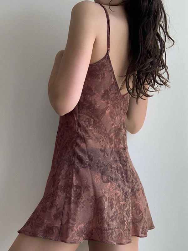 Backless Printed Slip Mini Dress Mini Dresses