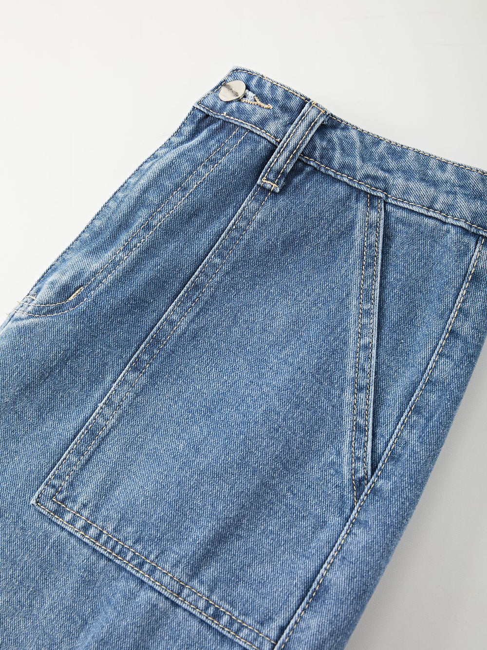 Washed Mid Waist Pocket Cargo Jeans Cargo Jeans