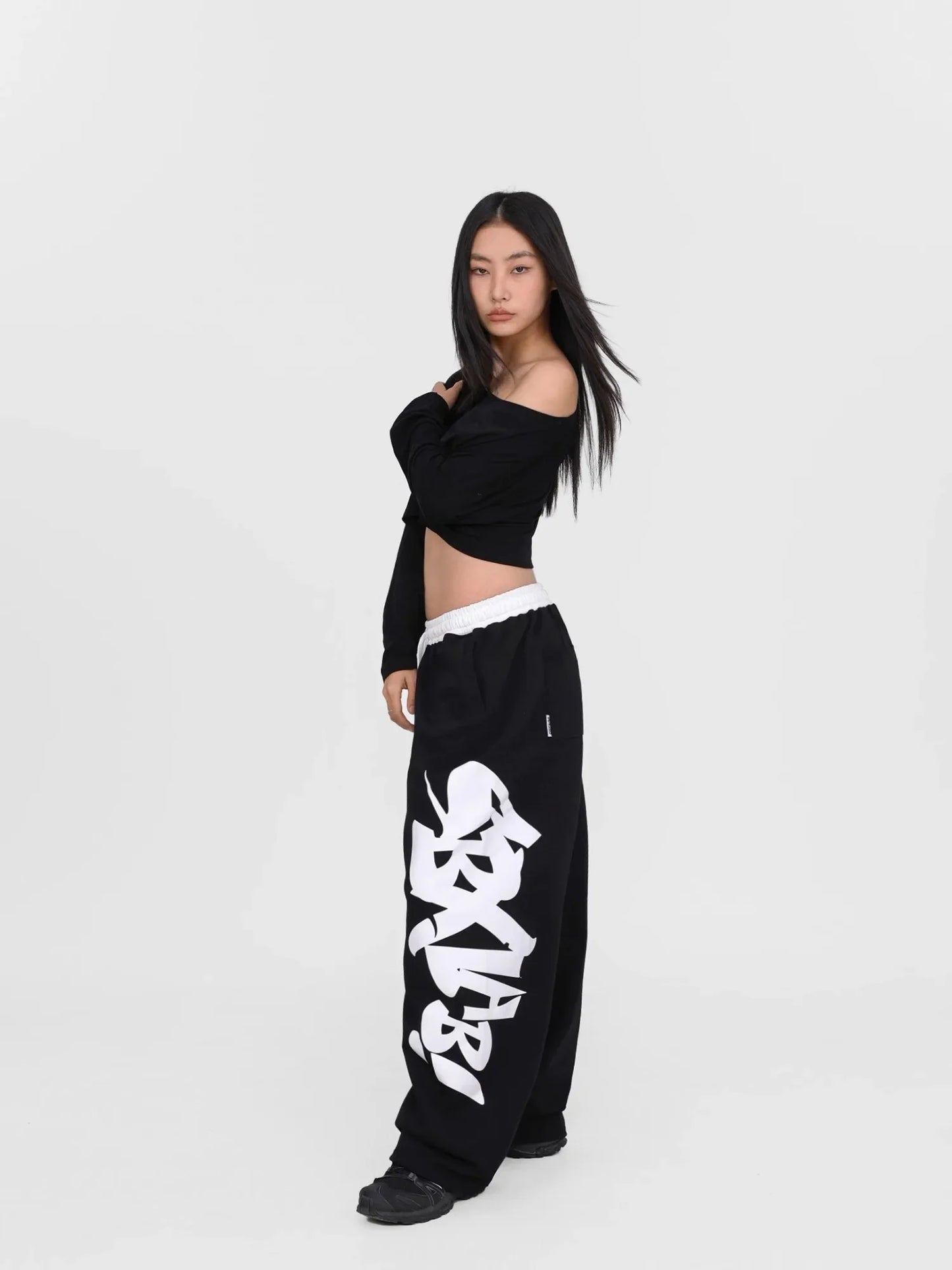 Street Dance Black Graffiti Pants for Halloween Events