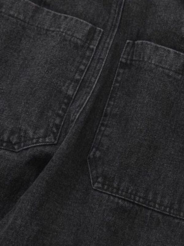 Men’s Cargo Pocket Patched Straight Leg Jeans loose jeans