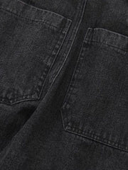Men’s Cargo Pocket Patched Straight Leg Jeans loose jeans