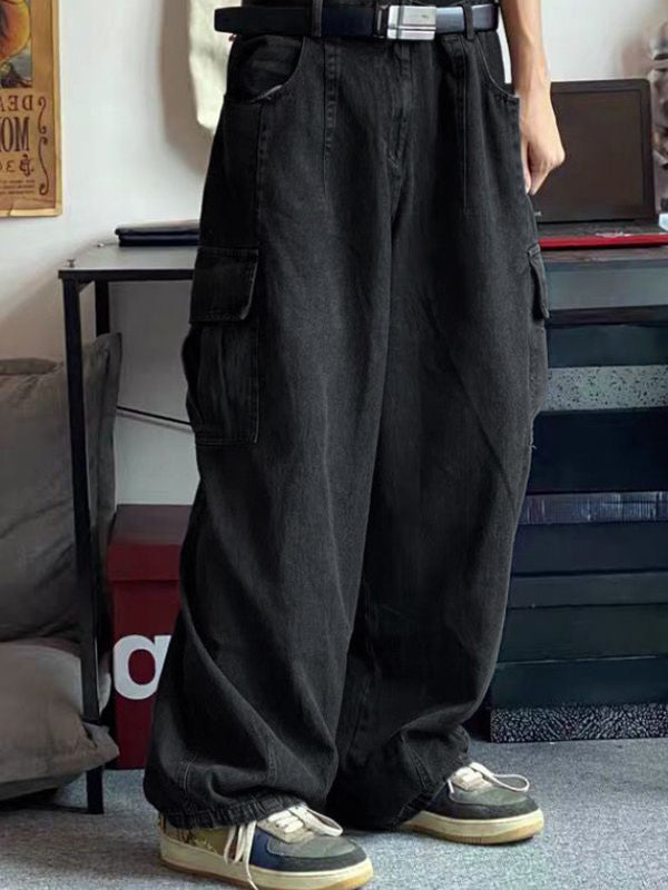 Men's Cargo Pocket Patched Straight Leg Jeans Secondary image