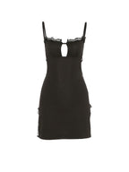 Lace Trim Split Open Back Mini Dress Mini Dresses