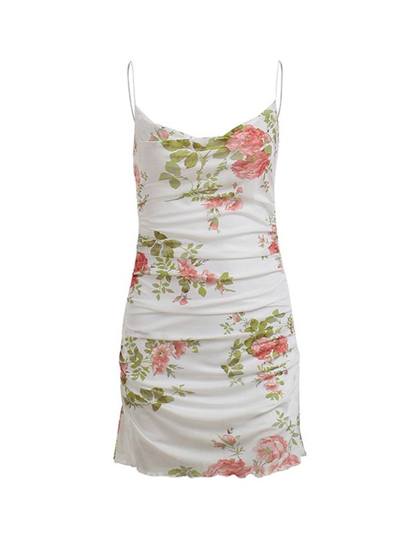 Backless Floral Mesh Mini Dress Mini Dresses