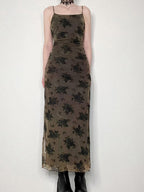 Halloween Double Layered Floral Slip Maxi Dress Maxi Dresses