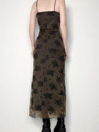 Halloween Double Layered Floral Slip Maxi Dress Maxi Dresses