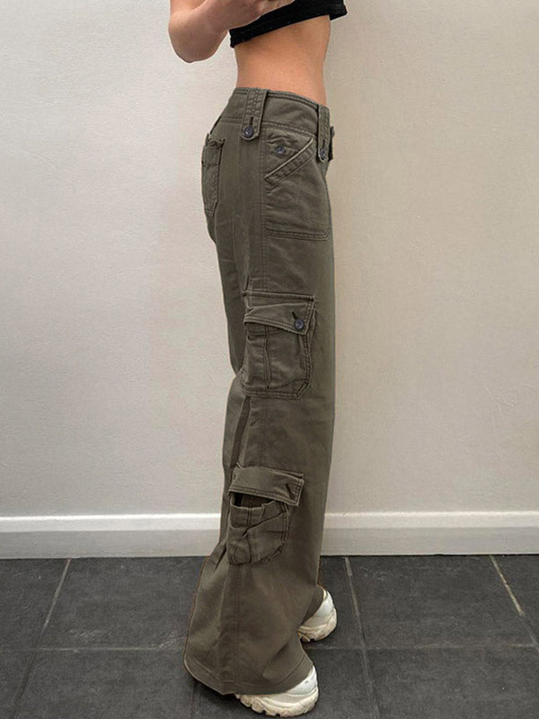Buttoned Straight Leg Cargo Jeans Secondary image
