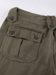 Buttoned Straight Leg Cargo Jeans Cargo Jeans