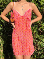 Mesh Floral Mini Dress Pink / S Mini Dresses