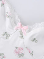 Lace Trim Floral Mini Dress Mini Dresses