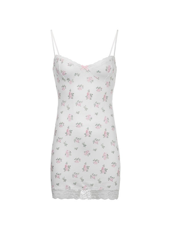Lace Trim Floral Mini Dress Mini Dresses