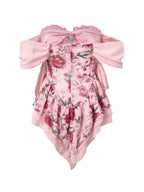 Patchwork Ruffle Bardot Floral Mini Dress Mini Dresses