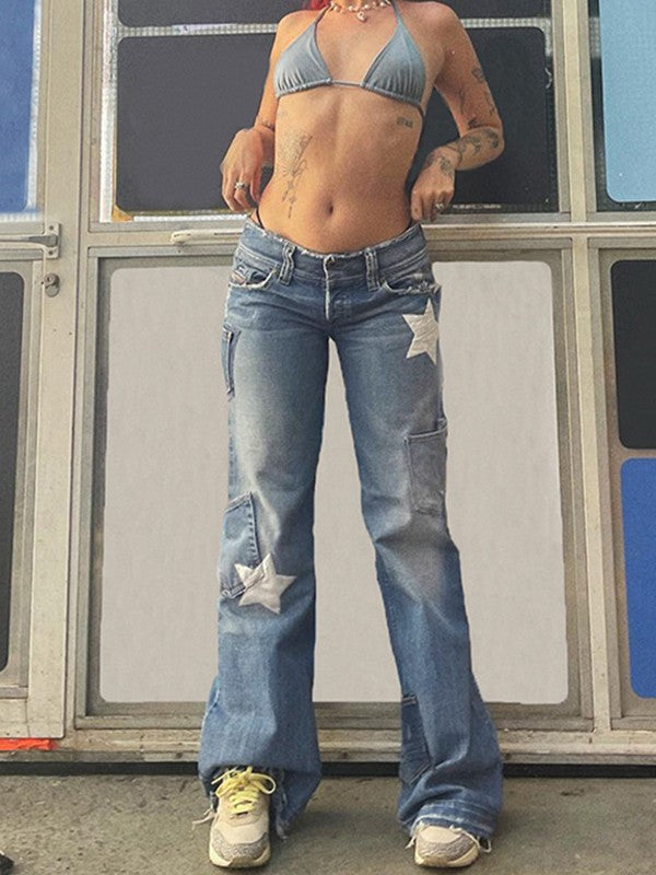 Vintage Star Distressed Cargo Jeans Cargo Jeans