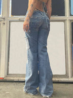 Vintage Star Distressed Cargo Jeans Cargo Jeans