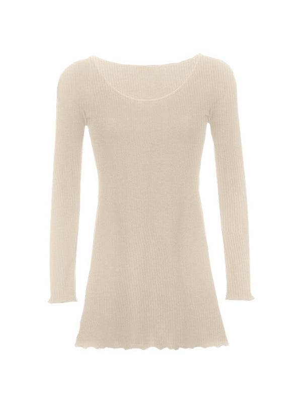 Simple Knitted Long Sleeve Mini Dress Mini Dresses