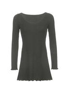 Simple Knitted Long Sleeve Mini Dress Mini Dresses