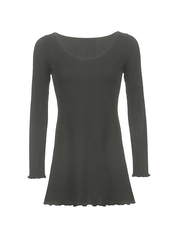 Simple Knitted Long Sleeve Mini Dress Mini Dresses